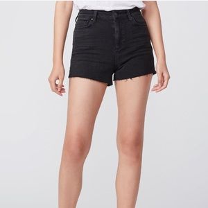 PAIGE Black High Waisted Denim Shorts